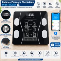 Balance intelligente / pèse-personne numérique Bluetooth (Max 180 kg)