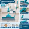 Balai Magique Éponge PVA 30 cm avec Manche Réglable 130 cm – Système d'Essorage Intégré