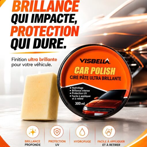 Cire Pâte Ultra Brillante Visbella 300 ml – Polish et Protection pour Carrosserie Automobile