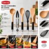 Set de 5 Ustensiles de Cuisine en Silicone et Bois