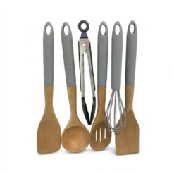 Set de 5 Ustensiles de Cuisine en Silicone et Bois – Image 3