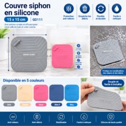 Couvre-Siphon / Tapis de Sol en Silicone 15x15 cm (GD111) – Anti-Odeurs et Anti-Reflux