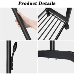 Penderie Porte-Manteau Métallique Multifonction à Roulettes (100x46x175 cm) avec Double Étagère à Chaussures 24-95 – Image 3