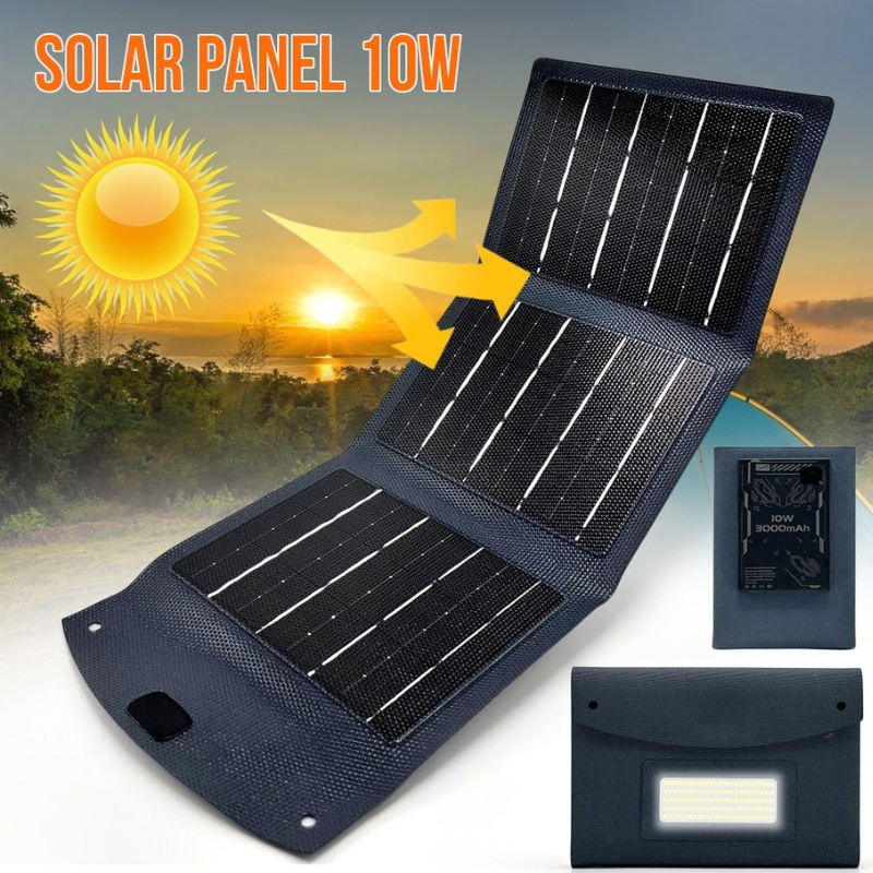 Panneau solaire USB pliable et portable capacité 3000mAh 10W – Image 2