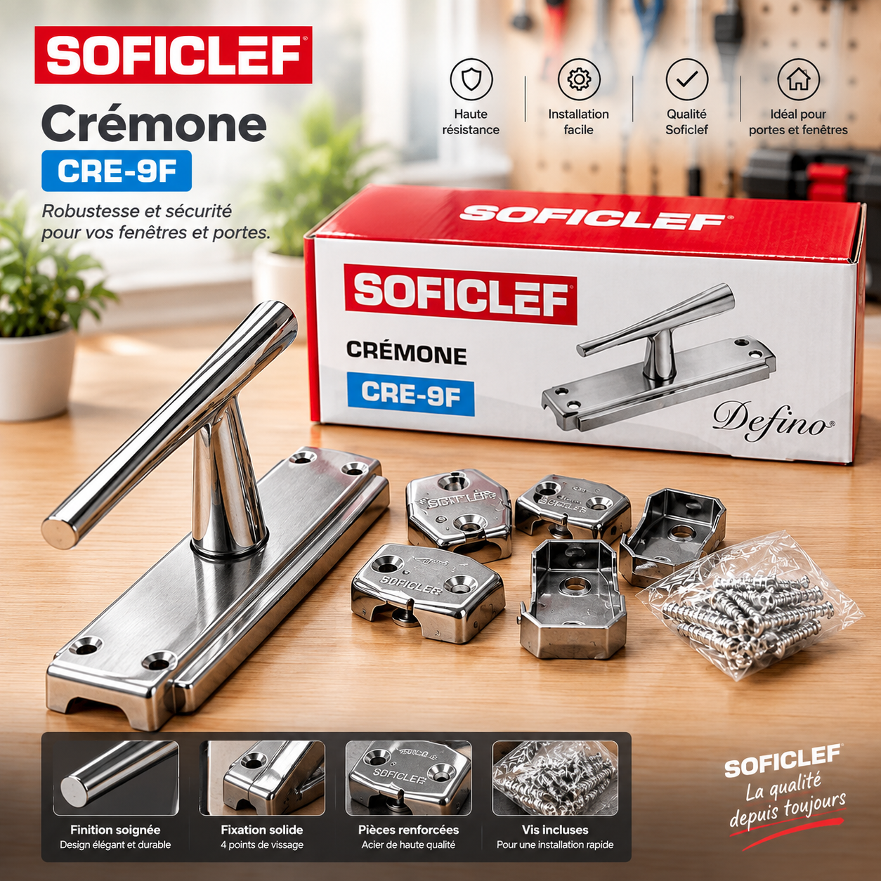 Crémone Soficlef (Modèle CRE-9F / Ligne Delfino) – Image 2