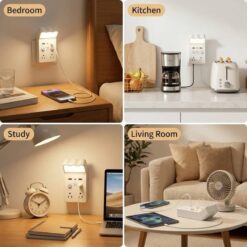Multiprise murale avec veilleuse intelligente (2 pôles + 2 USB + 1 Type-C) – Image 6