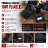 Panneau solaire USB pliable et portable capacité 3000mAh 10W
