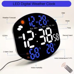 Alternative view of Horloge Murale LED Numérique DS-3816L – Grand Affichage, Télécommande et Station Météo