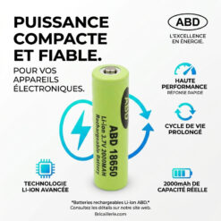 Pile Batterie ABD Rechargeable 3.7V 2000mAh