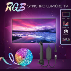 Bande Guirlande Lumineuse LED avec Détection de Lumière Synchronisation d'Ecran TV 5M