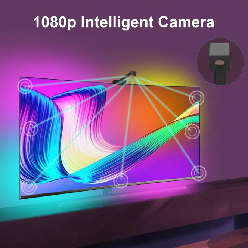 Bande Guirlande Lumineuse LED avec Détection de Lumière Synchronisation d'Ecran TV 5M – Image 3