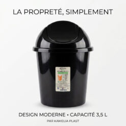 Poubelle en Plastique avec Couvercle Rotatif 3.5L KAMELIA