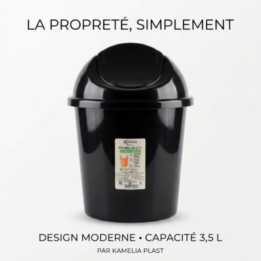 Poubelle en Plastique avec Couvercle Rotatif 3.5L KAMELIA