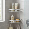 Etagère de Coin Mural Double en Aluminium avec 2 Crochets 1132-6