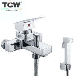 Kit Mitigeur Mélangeur Baignoire avec Douchette d'Ablution en Acier Inoxydable Chromé TCW 1185-7