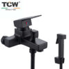 Kit Mitigeur Mélangeur Baignoire avec Douchette d'Ablution en Acier Inoxydable Noir TCW 1185-8