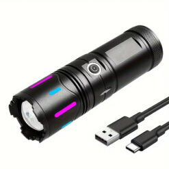Lampe de poche LED Torche Rechargeable Télescopique avec Feu Arrière COB JUNFOI – Image 2