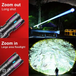 Lampe de poche LED Torche Rechargeable Télescopique avec Feu Arrière COB JUNFOI – Image 7