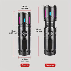 Lampe de poche LED Torche Rechargeable Télescopique avec Feu Arrière COB JUNFOI – Image 9