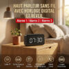 Horloge Réveil Digital 3 Alarmes avec Haut Parleur Bluetooth Rechargeable