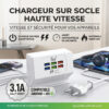 Chargeur Rapide Multi Ports USB avec Support Smartphone 3.1A