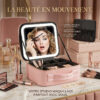 Sac à Cosmétique Rangement Maquillage avec Miroir LED 3 Modes Rechargeable