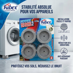 Stop Vibration Machine à Laver Anti Dérapant Gris KIBEX 4PCS