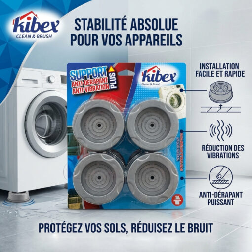 Stop Vibration Machine à Laver Anti Dérapant Gris KIBEX 4PCS