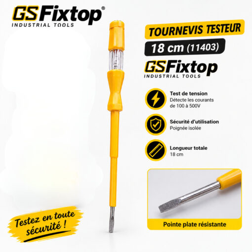 Tournevis testeur de tension 18 cm FIXTOP NO11403
