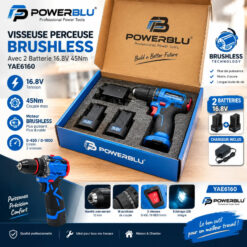 Alternative view of Visseuse Perceuse Brushless Avec 2 Batterie 16.8V 45Nm POWERBLU YAE6160