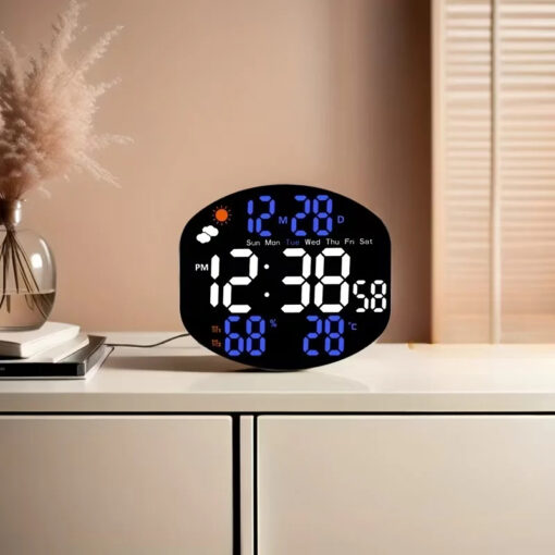 Horloge Murale LED Numérique DS-3816L – Grand Affichage, Télécommande et Station Météo