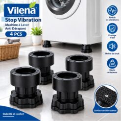 Stop Vibration Machine à Laver Anti Dérapant Noir 4PCS VILENA