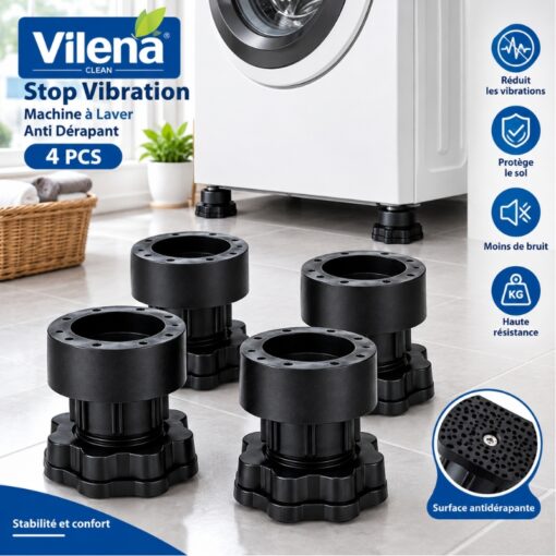 Stop Vibration Machine à Laver Anti Dérapant Noir 4PCS VILENA