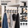 porte-Manteau Derrière Porte Métal Noir (12 Crochets)