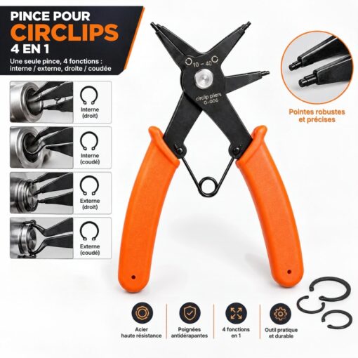 Pince pour Circlips Multifonction 4 en 1