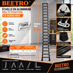 Echelle en Aluminium Multi Position 05 marches BEETRO TC0888-5B – Image 4