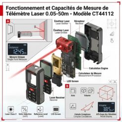 Télémètre Numérique Laser Professionnel 50 m CROWN CT44112 – Image 3