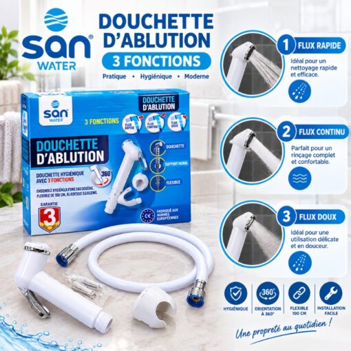 Douchette d'ablution avec flexible 100cm SAN WATER