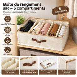 Boîte de Rangement Pliable Grand Format 5 Compartiments