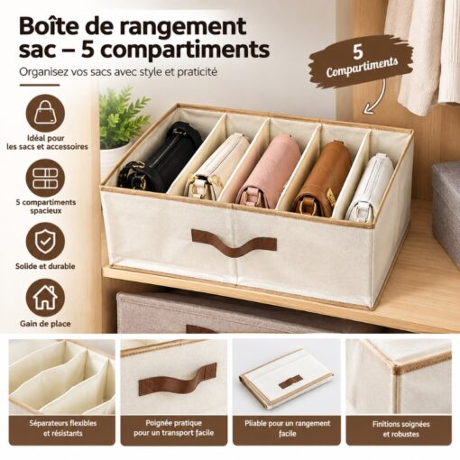 Boîte de Rangement Pliable Grand Format 5 Compartiments