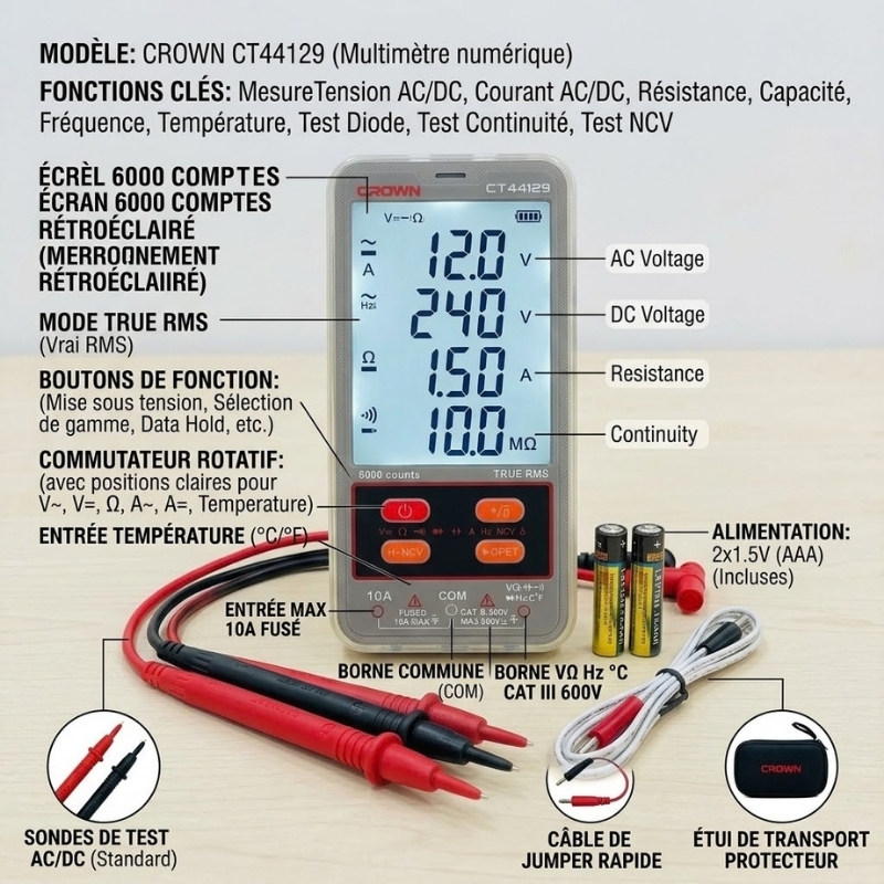 Multimètre numérique 2x1.5V (AAA) CT44129 – Image 4