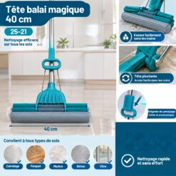 Tête de Balai Magique Éponge PVA Large 40 cm avec Mécanisme d'Essorage (Sans Manche) – Image 3