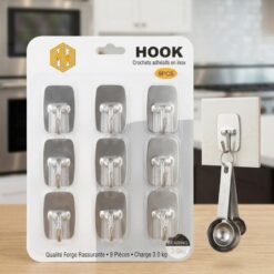 Alternative view of Lot de 9 Crochets Adhesifs en inox Multi-Usages - Charge Max 3.0 kg