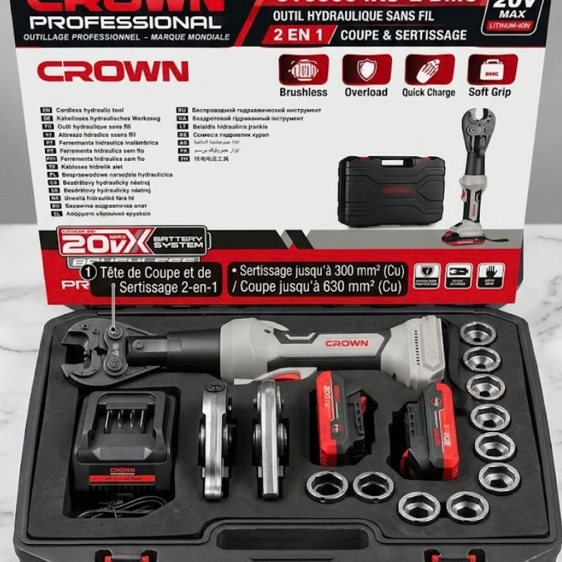 Pince Hydraulique 2 en 1 (Coupe & Sertissage) CROWN 20V Max CT65004XS-2 – Image 2