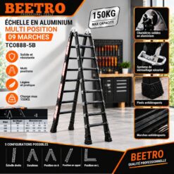 Echelle en Aluminium Multi Position 05 marches BEETRO TC0888-5B – Image 3