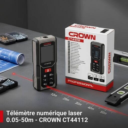 Télémètre Numérique Laser Professionnel 50 m CROWN CT44112