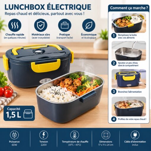 Lunch Box Électrique Chauffante 1,5L (60W)