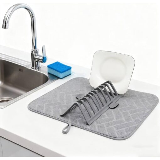 Tapis Égouttoir à Vaisselle Pliable en Microfibre
