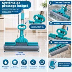 Tête de Balai Magique Éponge PVA Large 40 cm avec Mécanisme d'Essorage (Sans Manche) – Image 4