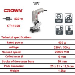 Fraiseur de Bord Electrique CROWN 430W CT11020 – Image 6